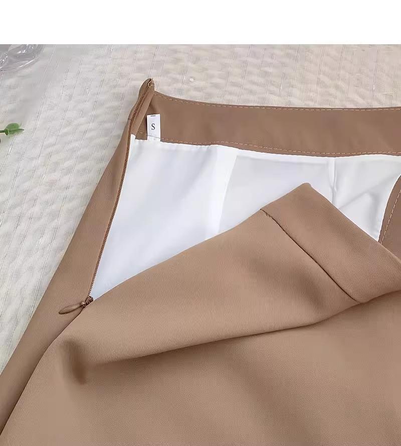 Spring 2024 Women's High-Waist Slim A-Line Pleated Drawstring Skirt