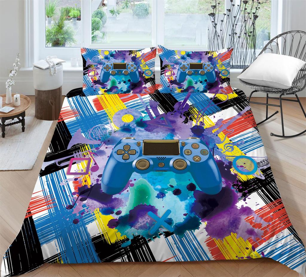 3D Game Mouse Print Home Bedding Set Bedroom Children's Game Player Quilt Cover Pillow Cover Bed Sheet/Double King 2/3 Piece Bedroom Decoration