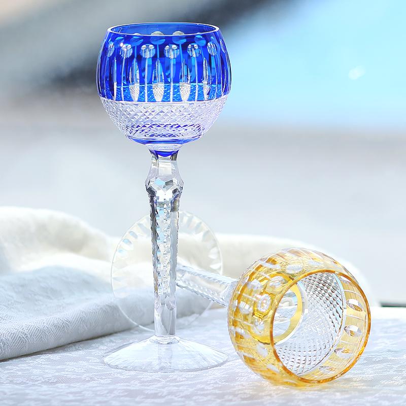 Handcrafts Multi-Colored Hand Cut Wine Glasses Edo Kiriko'S Hock Glass Goblet Champagne Flute With Gift Box