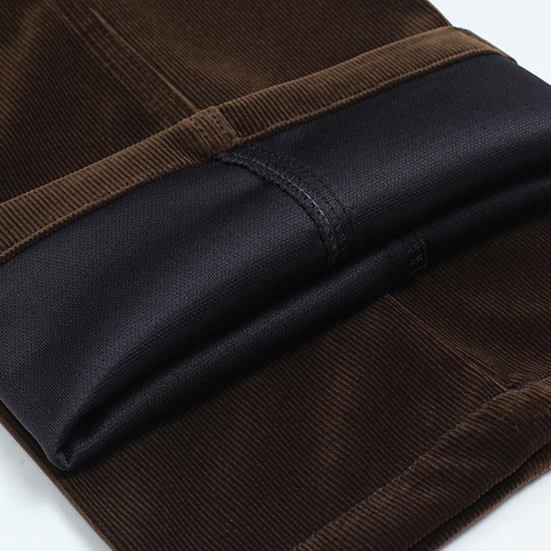 Autumn Padded Middle - Aged Men's Casual Trousers Striped Loose Pants for Men Corduroy Trousers