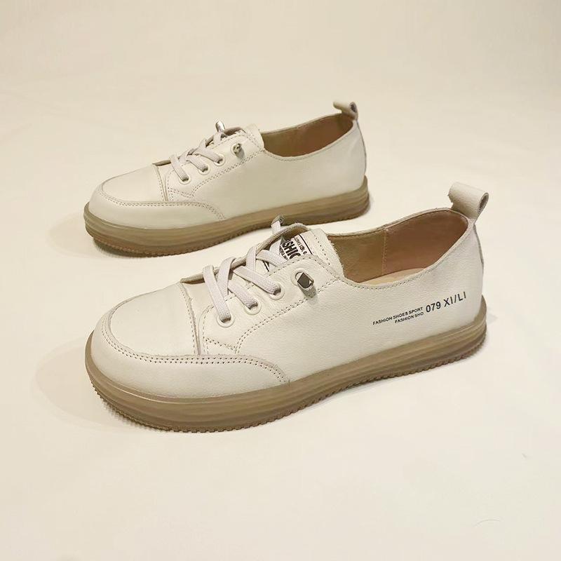 First Layer Cowhide Little White Shoes Women's Casual Soft-soled Hole Shoes Versatile Comfortable Non-slip Breathable Pregnant Women Flat Sandals