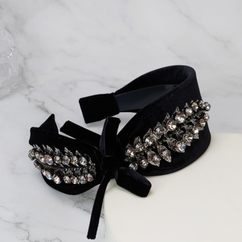 LALA Velvet Ribbon Jewel Hairband