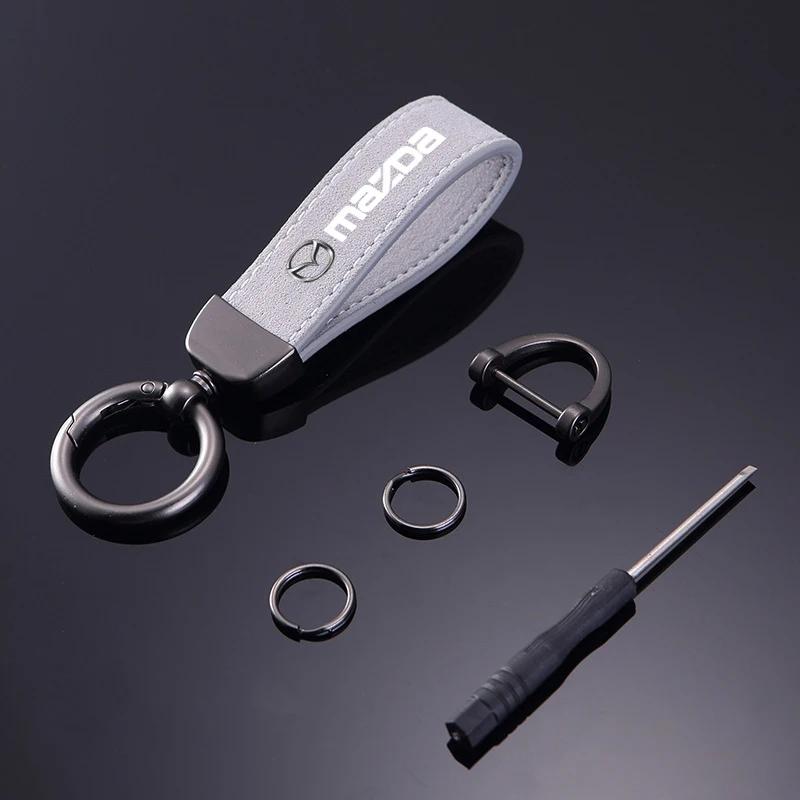 2025 Hot New Women Men Luxury Car KeyRing Suede Leather Car Keychain For Mazda 3 6 Atenza Protege Cx9 Cx7 Cx5 Rx8 Rx7 Mx5 Speed