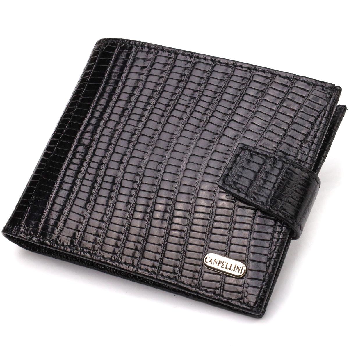 

Цікавий чоловічий гаманець із натуральної фактурної шкіри CANPELLINI 21789 Чорний