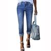 Jeans la modă, slăbiți, de damă, pantaloni din denim elastic, învechiți