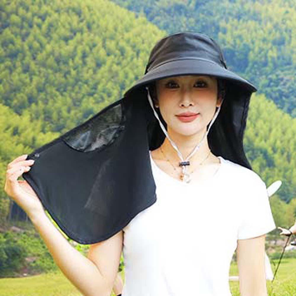 

Solid Color Neck Protection Hat Mesh Mouth Cover Picking Tea Hat Sun Hat Anti-UV Cap Outdoor бежевий