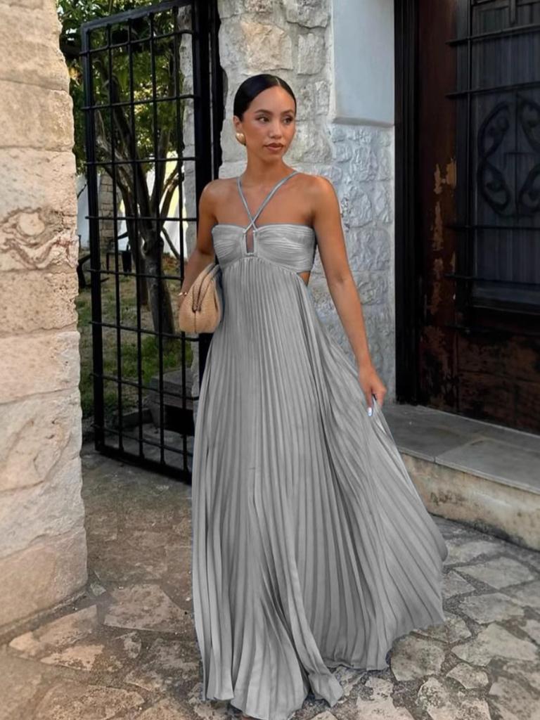 Newest Summer Pure Color Ribbed Sling Camisole Sleeveless Dress