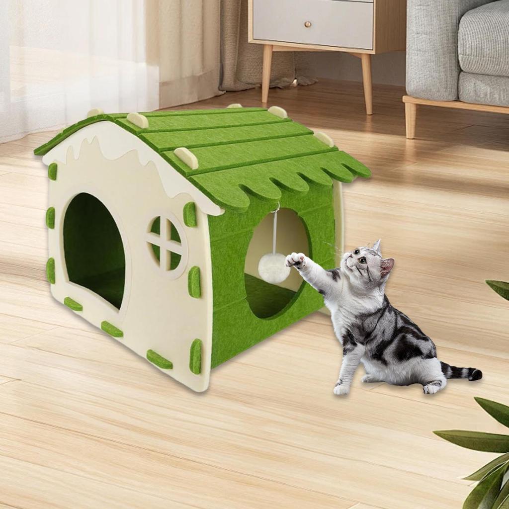 Cat House Enclosed Bed Kitten Shelter Cave Scratch Resistance with Air Vent Window for All