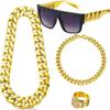 Hip-hop Exaggerated Punk Alloy US Gold Chain Necklace Glasses Ring Bracelet Set