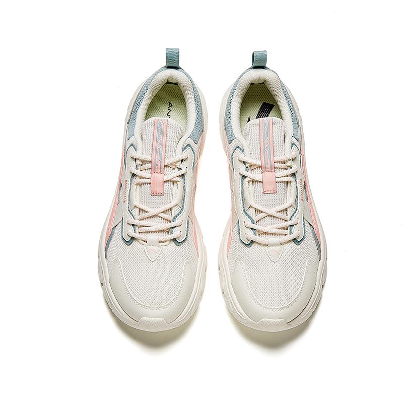 Anta Cushioning Wear-Resistant Low-Top Running Shoes Women's White Pink Cyan Sneakers