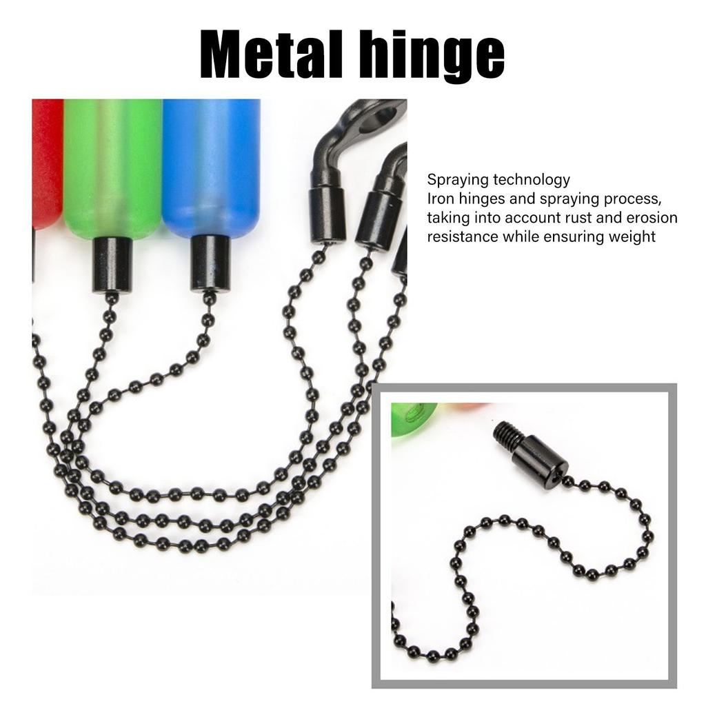 3PCS Fishing Alarm Chain Tools Iron Acrylic Portable Fishing Bobbins Hangers Bite Indicator Alerter for Outdoor Blue