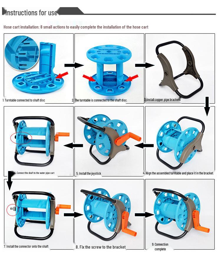 Compact High-Pressure Garden & Car Wash Hose Reel - Water Hose Storage Rack & Household Cord Winder