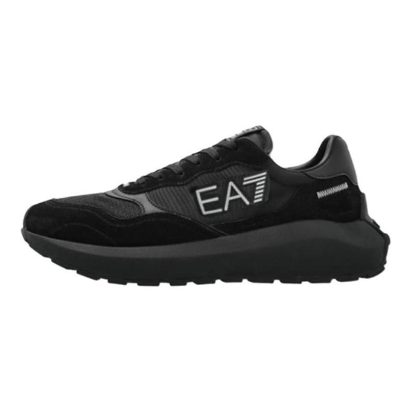 Emporio Armani EA7 Scarpe Casual Basse Punta Tonda Suola Spessa Tessuto Pelle Uomo sneaker Nero X8X186XK401D190