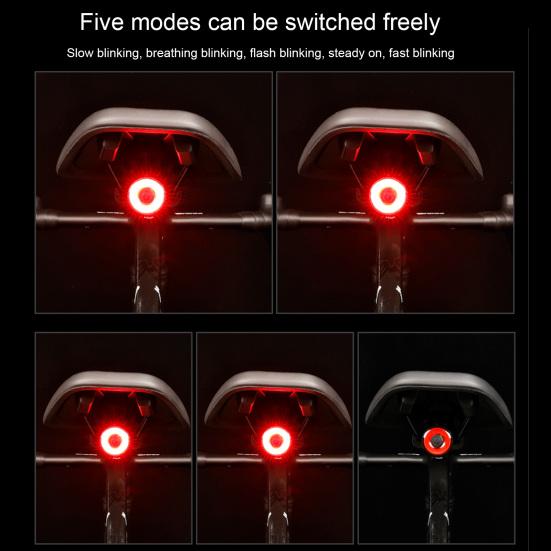 Sykkel Smart Baklys Smart LED Sykkelbaklys Supersterkt 5 Moduser Vanntett Oppladbart Intelligent Bremsesensor Sykkellykt
