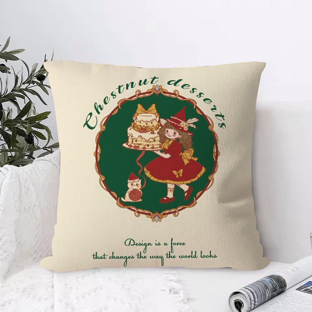 girl Cute Pillow Case Square Pillow Bedroom Sofa Leisure Comfort Cushion Living Room Home Decoration
