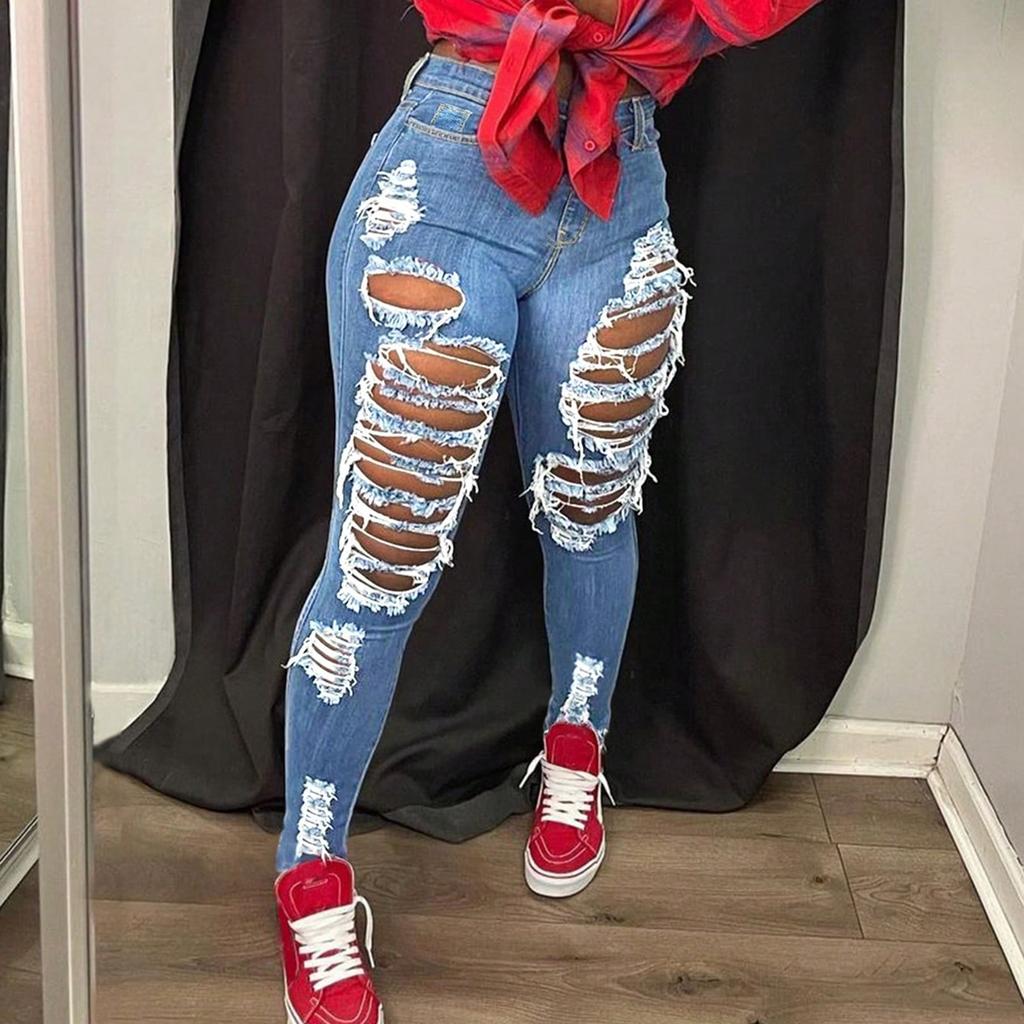 Women's Skinny Trend Ripped Casual Fashion Skinny Jeans