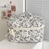 Mode Ins Zwarte Bloemen Dames Gewatteerde Tassen Handtas Reisorganizer Cosmetische Make-up Opbergtas Draagbare Ritssluiting Tote Bag