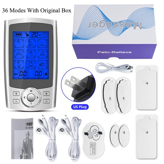 36 Modes TENS Unit Electric EMS Muscle Stimulation Relax Body Massager Electronic Pulse Meridians Physiotherapy Slimming Machine