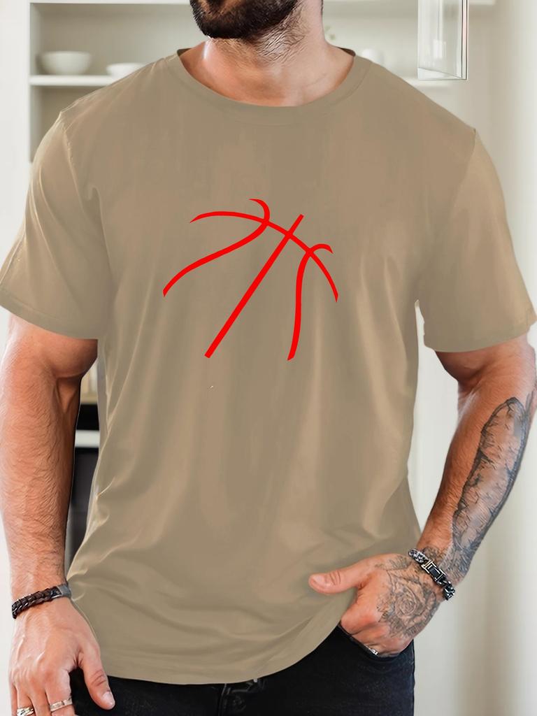 Men's basketball pattern summer casual crew neck short T-shirt