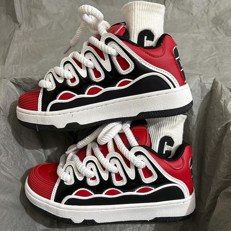 

Туфли на пластинах, мужская осенне-зимняя повседневная обувь в стиле ретро с цветными блоками, повседневная обувь с низким берцем Ins Wind, студенческая пара обуви 43