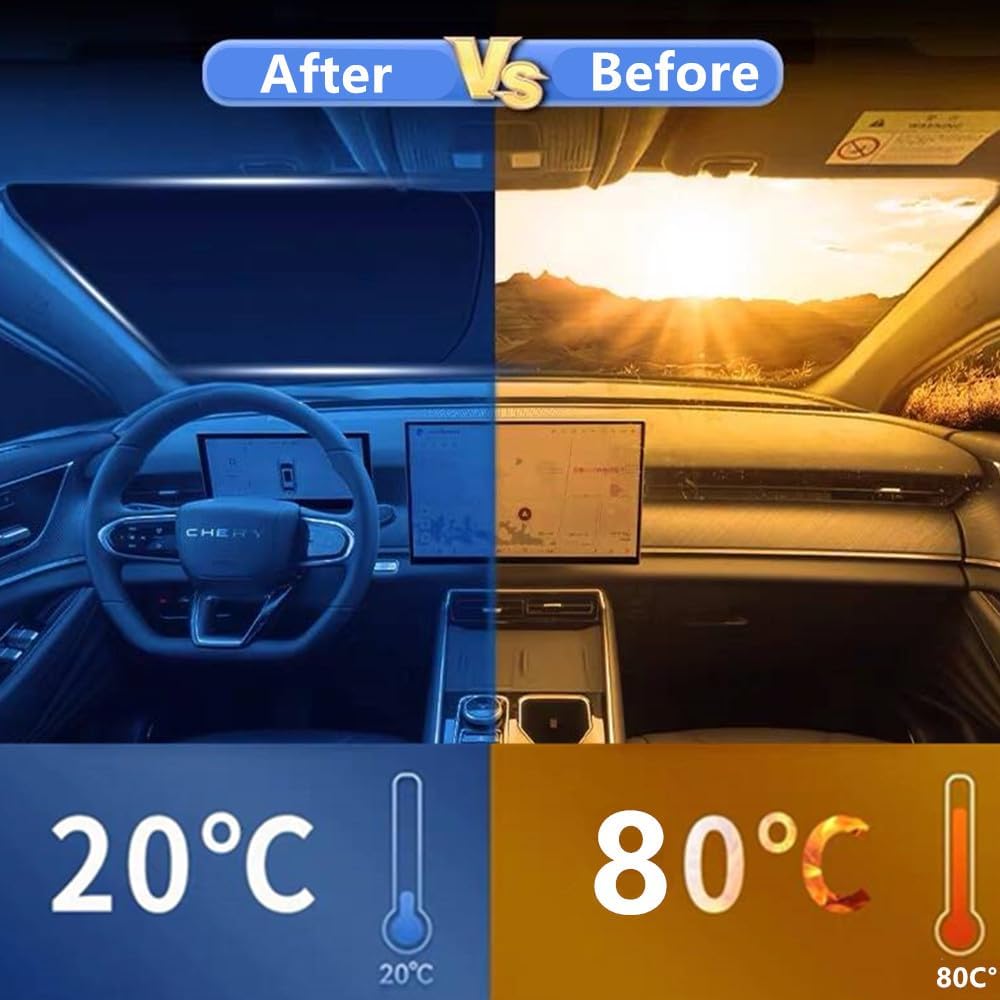 Windshield Sun Shade for Toyota 4Runner 2010-2024 2025 Sunshade 240T Reflective Fabric Double-Layer Design Front Window Blocks UV Rays and Heat