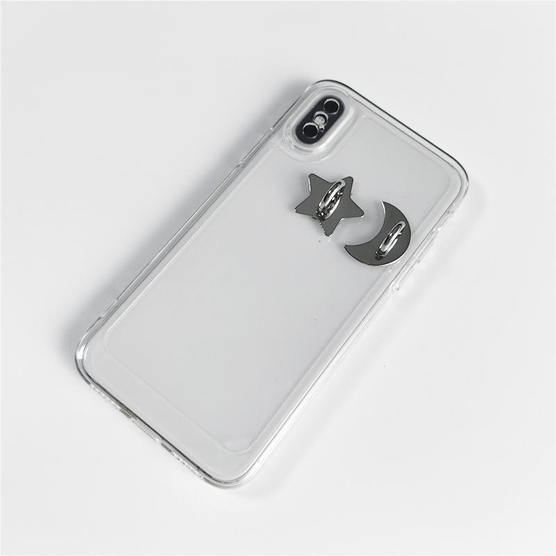2/3/4PCS Metal Moon Star Phone Charm Holder Self Adhesive Mobile Phone Case Finger Ring Heart Phone Case DlY Decorative