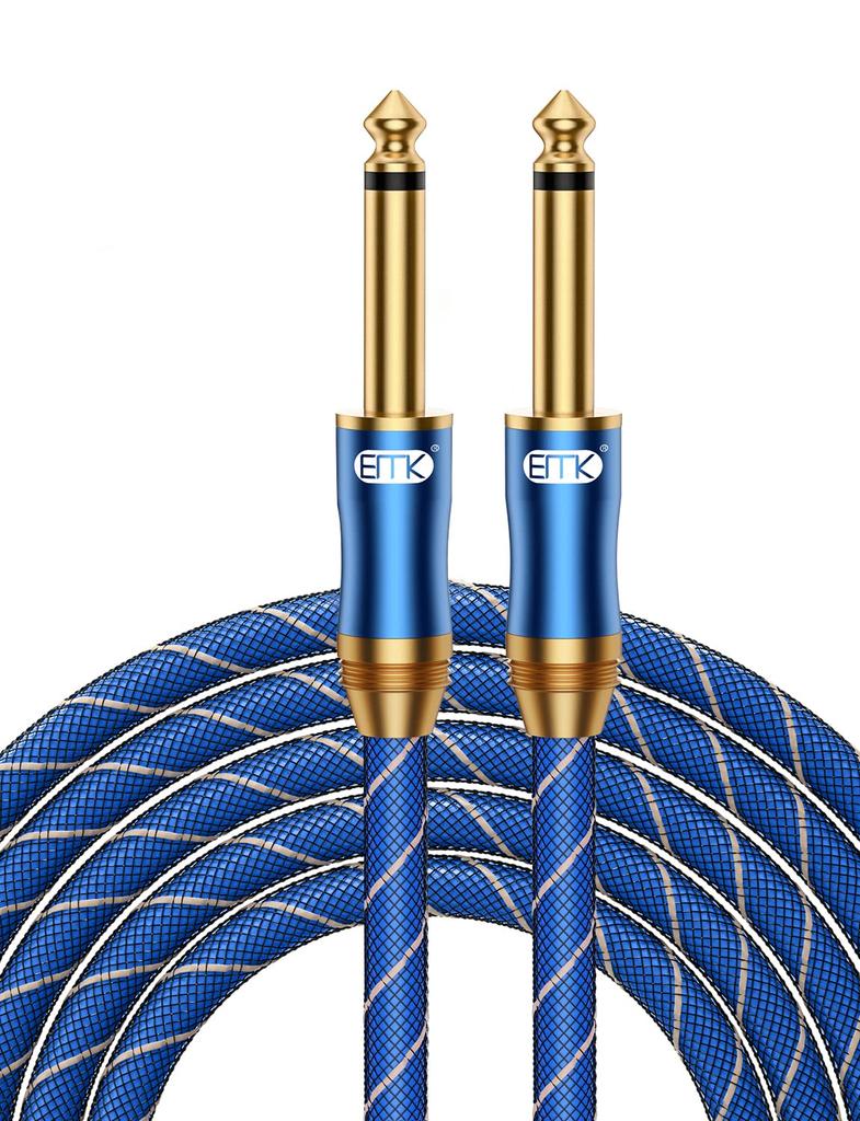 EMK Guitar Cable, 6.35mm Guitar Seal, 3M 14" Standard Plug Male To Male [Heavy-Duty Nylon & Metal Connectors] for Electric Guitars, Basses,