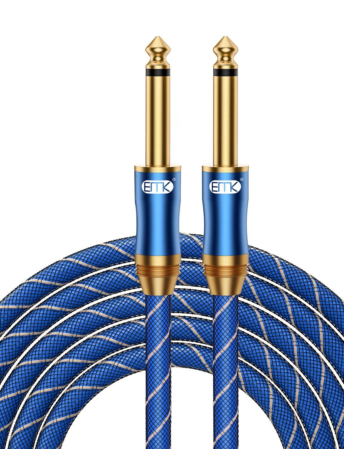 

EMK Гитарный кабель, 6,35 мм Гитарный разъем, 3 м 1/4 Стандартный штекер Папа-Папа [Сверхпрочный нейлон и металлические разъемы] для электрогитар, бас-гитар,