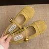 Fashion 2025 French Retro Suede Mary Jane Flats for Women Shallow Mouth Ballet Shoes Gentle Chic Red Single Shoes for Spring Autumn