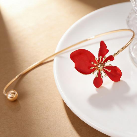 Flower Cuff Choker Enamel Flower Cuff Necklace Elegant Adjustable Wire Choker for Women Parties Holiday Beach Vacation Jewelry