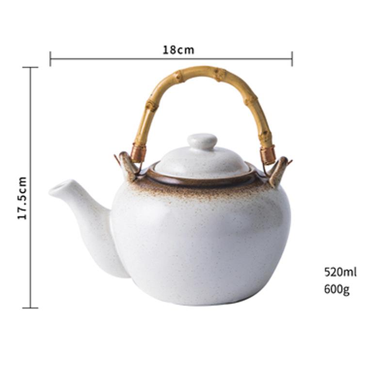 Japanese Style Tea Set Teapot Ceramic Household Tea Maker Drinking Tea Cup Single Pot Creative Bamboo Handle Por Teapot Set
