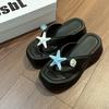 Star Flip-flops Women Wear Summer New Thick-bottomed Sweet Heightening Muffins and Seaside Beach Cool Slippers