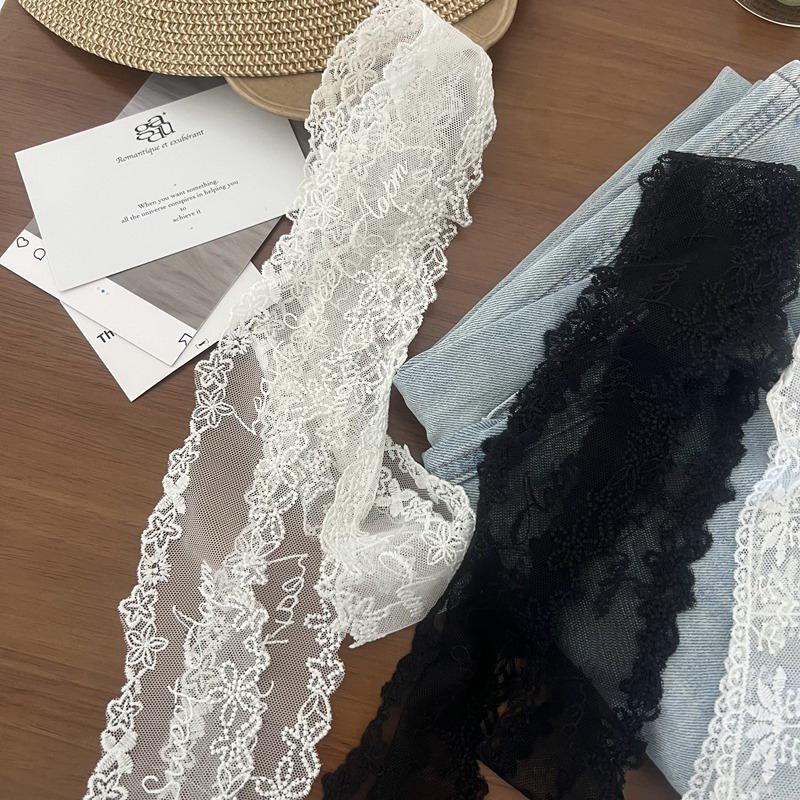 Fashion Y2K Long Lace Waistband Bow Floral Lace Waist Belt Tie Up Thin Dress Jeans Belt Summer