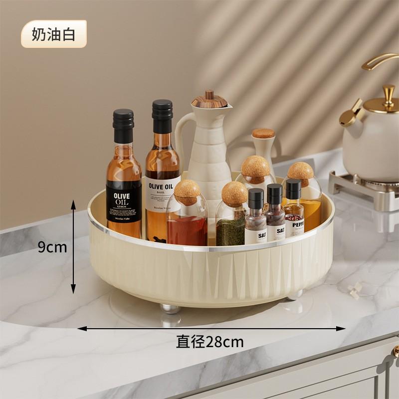 Rotating Spice Rack Organizer Kitchen Counter - 2-Tier Acrylic Storage Shelf Modern Minimalist Design Multiple Colors Sizes