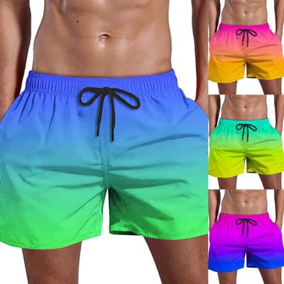 Men's Summer Swim Trunks Quick Dry Shorts With Pockets Plus Gradient Print Beach Shorts