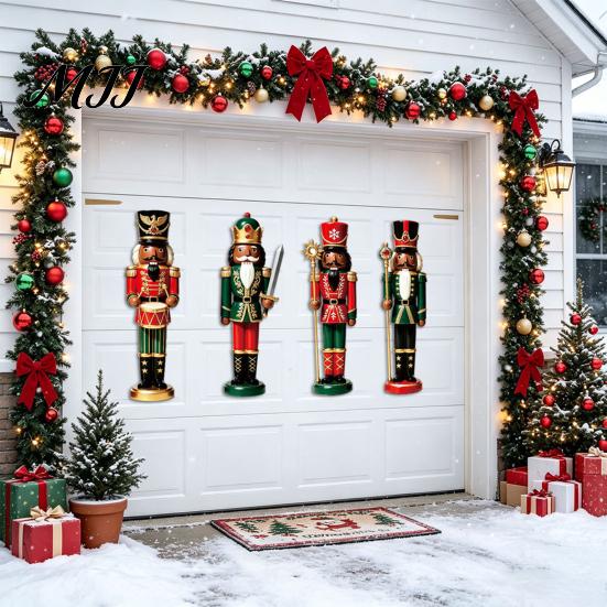 Holiday Party Magnets 4Pcs Christmas Nutcracker Magnetic Decoration for Garage Door, Festive Vintage Soldier Fridge Magnet, Waterproof Dcor