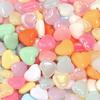Cream Jelly Color Almond Acrylic Heart Beads for Handmade DIY Bracelets and Jewelry Accessories
