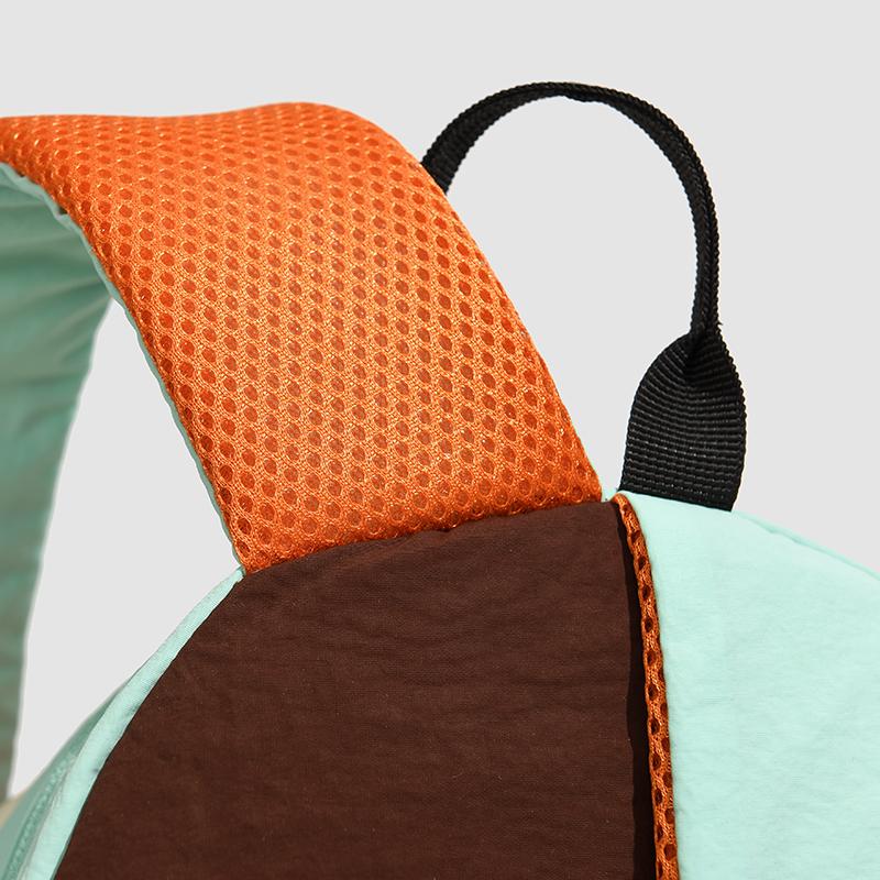 Colorblock Nylon Backpack with Mesh Pocket Lightweight Outdoor Daypack for Travel School Daily