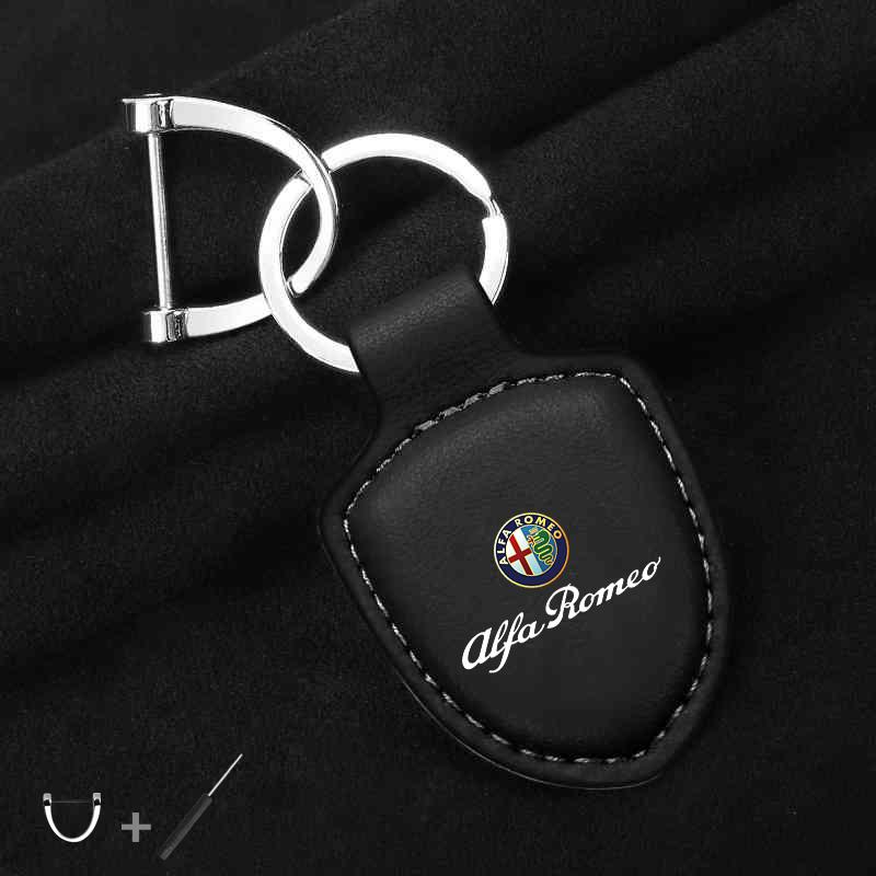 

2026 Hot Sticker For Alfa Romeo 159 156 147 Mito Giulia Giulietta Tonale Accessoriess Car Shield Leather Keychain Key Ring Penda чёрный