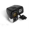 Motorcycle 12V 2Usb 2.1A+2.1A Charger W/Yellow Led Digital Voltmeter Thermometer