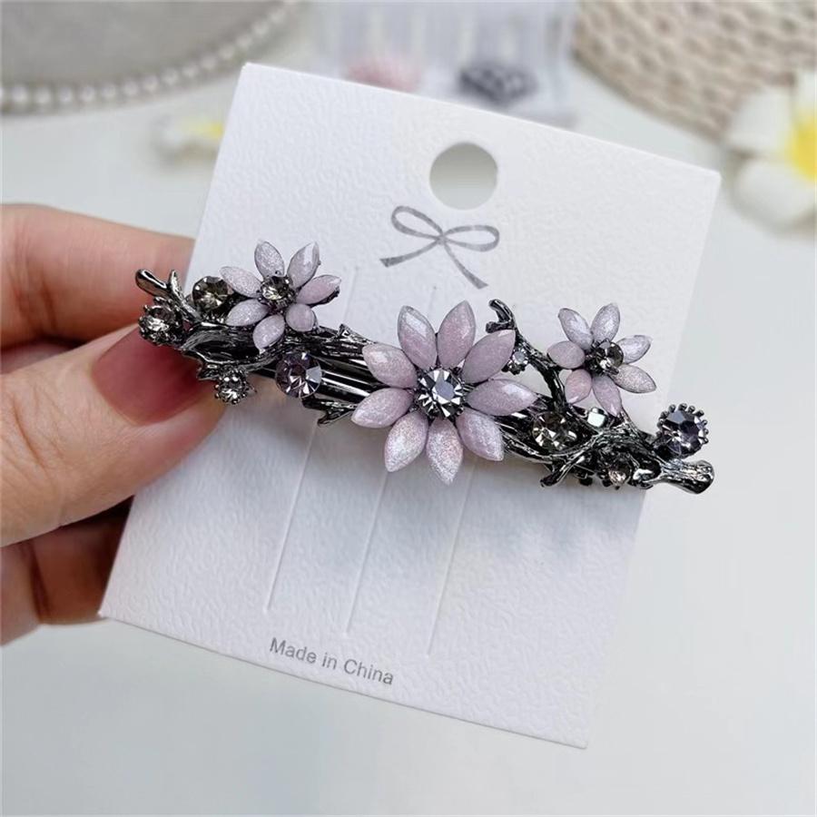 New Korean Colorful Crystal Butterfly Spring Hairpin Zircon Alloy Top Clip Horizontal Clip Elegant Women's Fashion Hair Jewelry