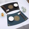 Western food mat PVC leather oil-proof and waterproof fan-shaped dining table mat Chinese tableware mat New Chinese plate