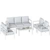 Aluminum Garden Furniture Set with 3-Seater Sofa, 2 Chairs, and Outdoor Table. White