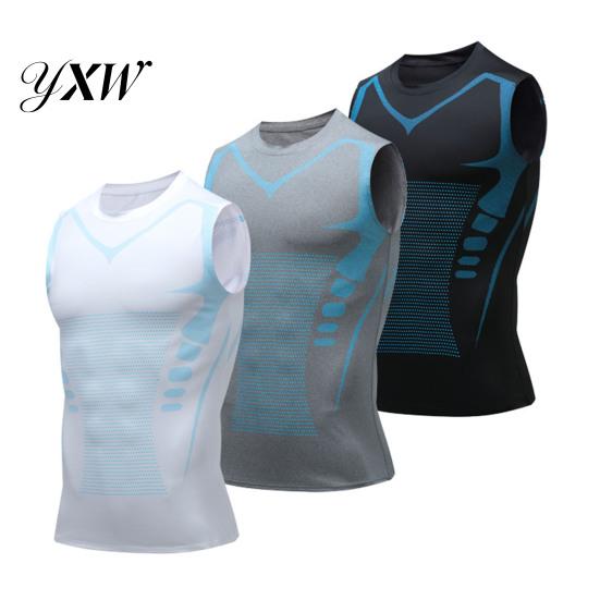Men Compression Undershirt Shirt Athletic Sleeveless Tank Top Body Shaping Breathable Moisture-Wicking Gym for Fitness Blood Circulation