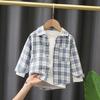 Boys Long Sleeve Plaid Button-Up Shirt for Spring and Autumn