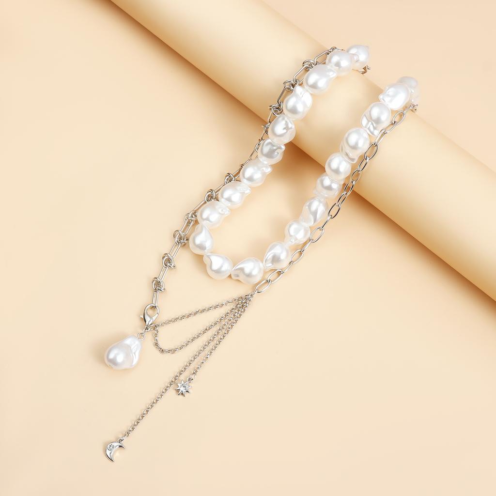 Octagram Moon Special-shaped Pearl Collarbone Chain Light Luxury Fashion Choker Sweet Cool Necklace