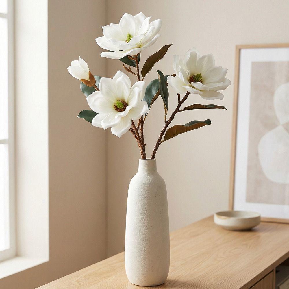 Large Artificial Magnolia Flower Real Touch Realistic Faux Magnolia Branch Handmade EVA Simulation Big Magnolia Garden Decor