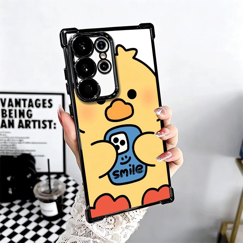 Cartoon Cute Duck Soft Phone Case For Samsung Galaxy S26 Ultra S25 Edge S24 FE S23 Plus S22 S21 + S20 Plating Anti-Fall Fundas