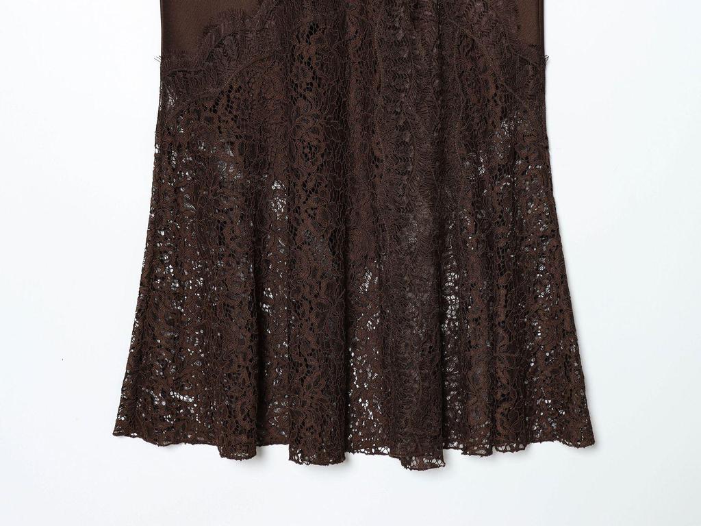 European American Style Women's Lace Satin Midi Skirt - 2025 New Fashion Collection