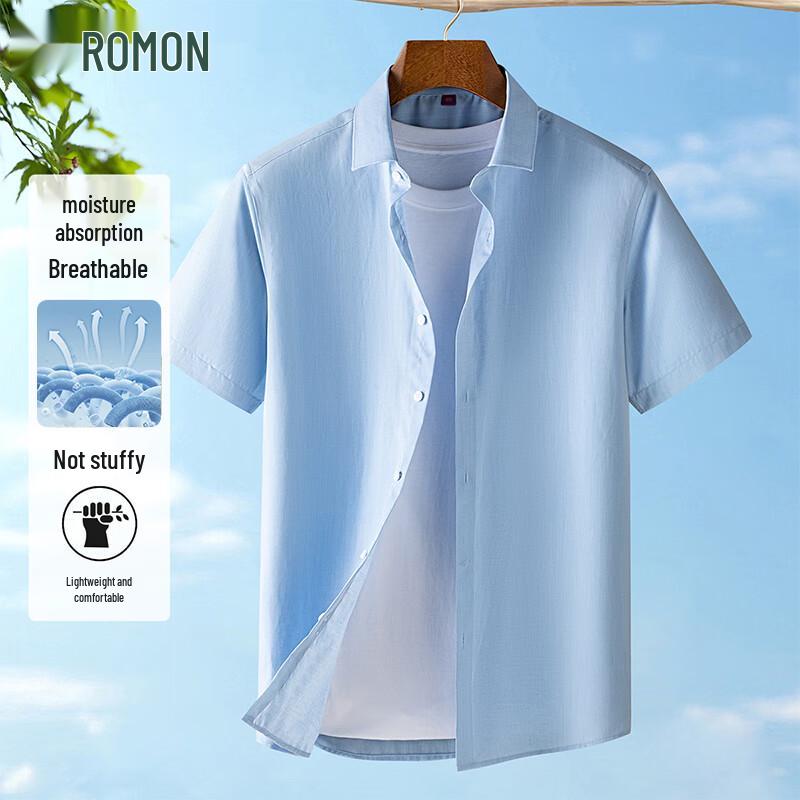 Romon Men s Short Sleeve Business Formal Shirt 3XL